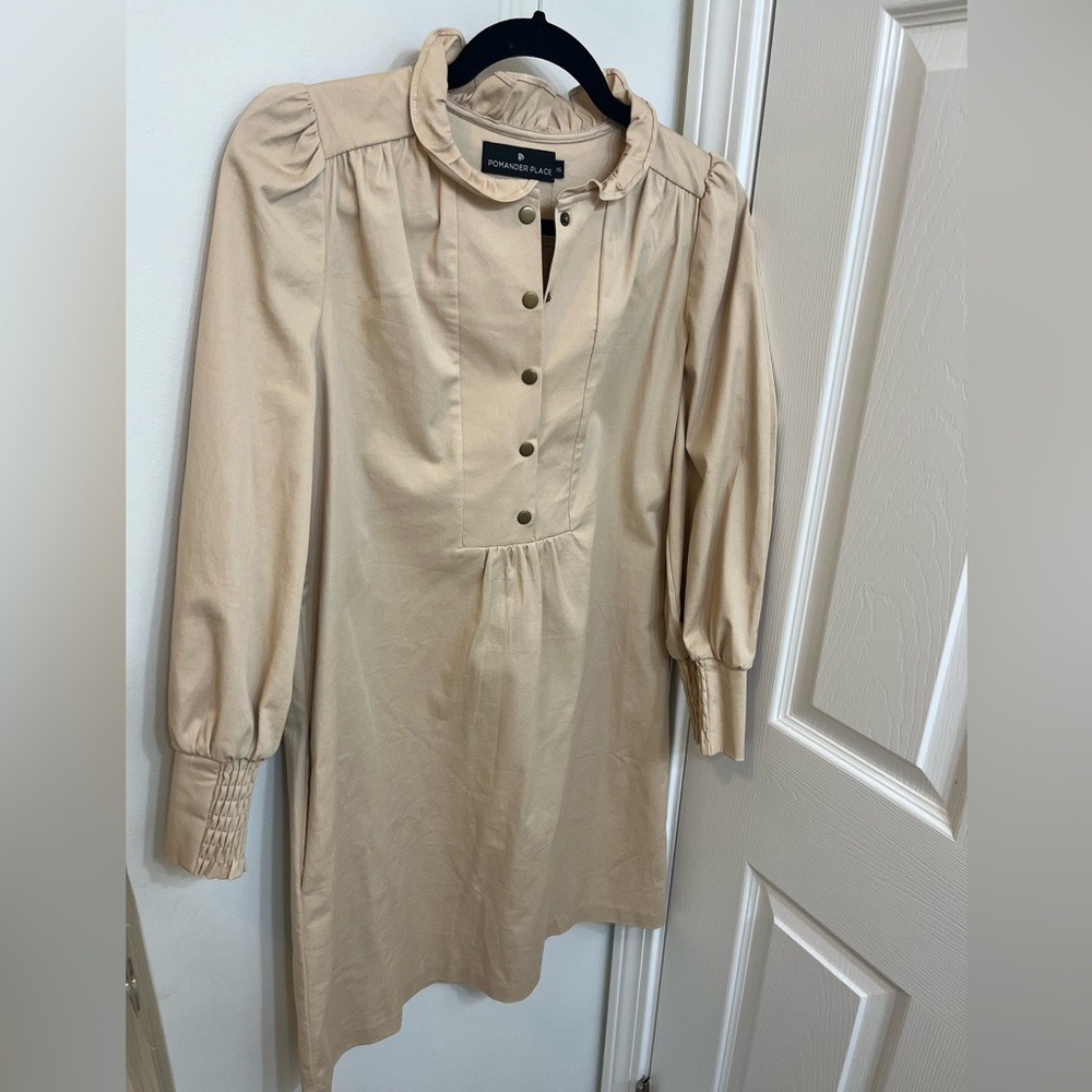 Pomander Place Clariborne Dress from Tuckernuck in khaki color, size XS